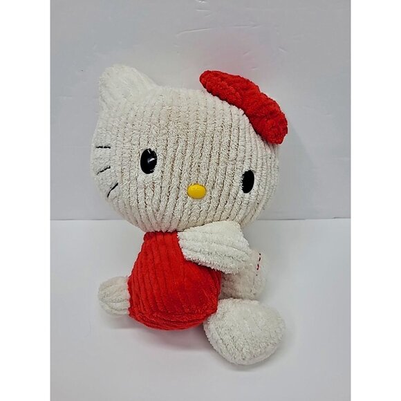 Hello Kitty by Sanrio Corduroy Plush 11 Inch Stuffed Animal Red & White - Picture 1 of 5